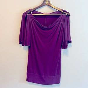 Purple godess sleeve top. Gold embellishment